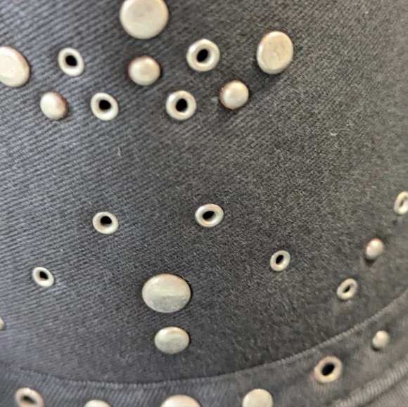 Black Jeans Studded, Light Weight, Women's Cowboy Hat With Side Snap Buttons. - Picture 8 of 12